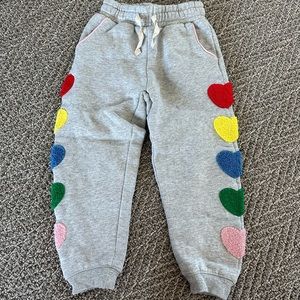 Mini Boden Colorful Heart Grey Joggers - Size 4Y
